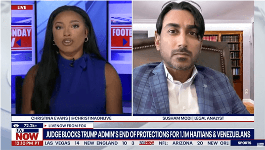 Attorney Susham M. Modi is interviewed on the cable news program LiveNOW from FOX. | The Modi Law Firm, PLLC
